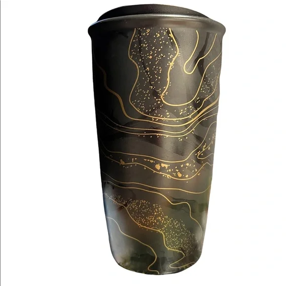 Starbucks Black Gold Ceramic Travel Cup 2018 Holiday - Picture 3 of 6